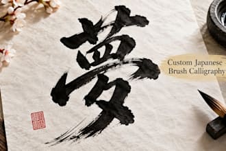 create japanese kanji calligraphy for names and artwork in multiple styles