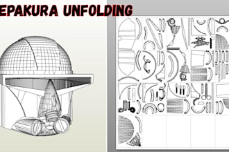 unfold your 3d model into a printable pepakura template pdo file ready