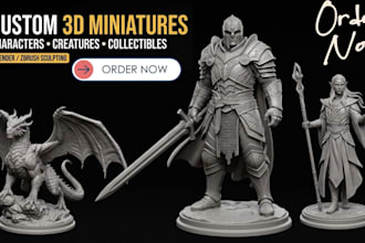 sculpt custom 3d character miniature model tabletop miniature 3d figure printing