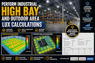 perform industrial high bay and outdoor area lux calculations