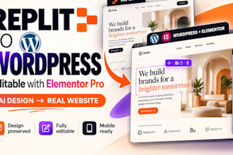 convert replit ai website to wordpress elementor pro with responsive design