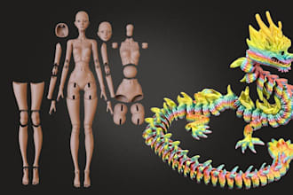 3d articulated model 3d bjd flexi model, ball joint bjd doll 3d toy bjd design