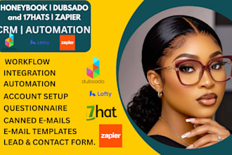 set up honeybook, dubsado, 17hats CRM workflow automation and zapier integration