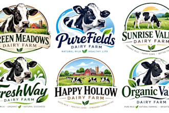 design a professional, milk, cattle, cow, organic agriculture dairy farm logo