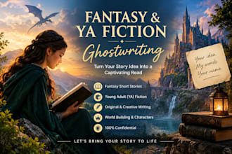 ghostwrite your fantasy short story or ya fiction