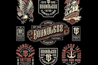design custom vintage tattoo logo and gothic lettering
