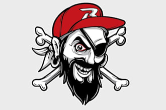design pirate wearing awesome baseball cap logo