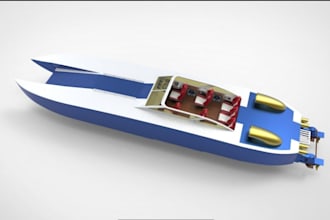 model 3d printable lowpoly catamaran speedboat  model in blender watertight stl