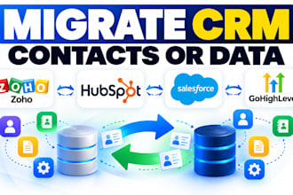 migrate CRM data between zoho, hubspot, salesforce and gohighlevel