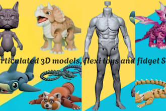 create custom articulated 3d models, flexi toys, fidget stl, bjd doll 3d print
