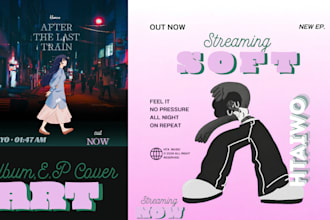 design cartoon rap album cover art, anime single artwork or mixtape cover design