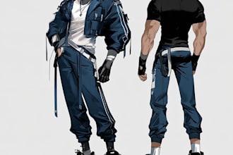 create anime character sheet and custom reference art