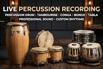 record percussion drum, tambourine, conga, bongo, tabla for your song