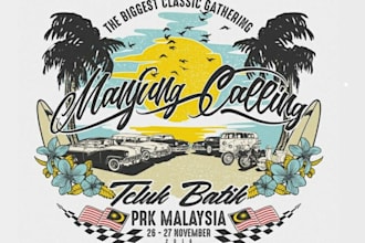 do vintage classic car, truck and beach logo with vector art