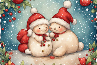 draw christmas card, invitation with watercolor