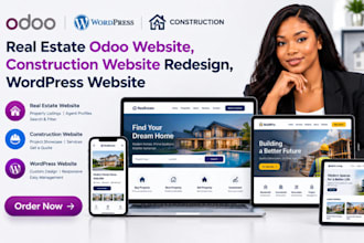 design real estate odoo website,construction website redesign, wordpress website