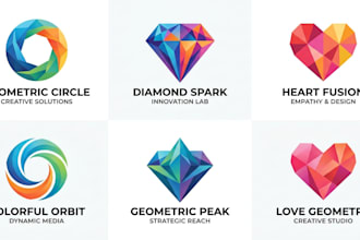 design a circle, diamond, and heart geometric logo