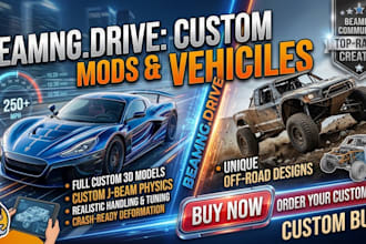 custom unique beamng drive vehicle, car mods with realistic physics