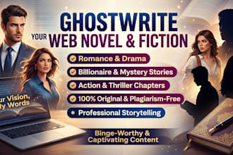 ghostwrite your fiction story, web novel, or romance chapter