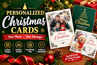 design personalized christmas cards with photos, custom messages