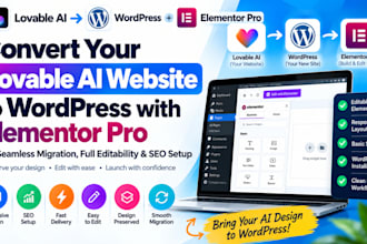 convert lovable ai website to wordpress elementor pro with responsive design seo
