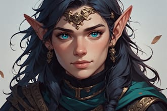 illustrate a fullbody fantasy hero with armor and weapons