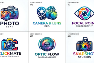 design a camera, photo, and photo lens logo