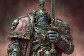 create realistic warhammer 40k space marine character art