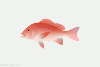 create clean vector illustrations of fish and marine life