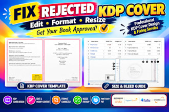 fix resize book cover, fix rejected book for amazon KDP formatting fix ai art