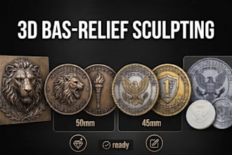 sculpt bas relief, custom challenge coin and medallion for cnc and 3d printing