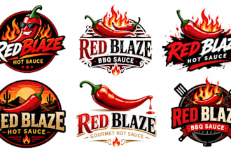 design a professional, hot pepper, spicy,  sauce, BBQ red chili logo