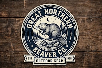 design a modern vintage beaver logo for outdoor