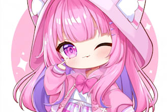 draw chibi anime logo or illustration for profile vtuber art