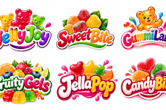 design a professional, sweet , gummy candy, dessert, food jelly logo
