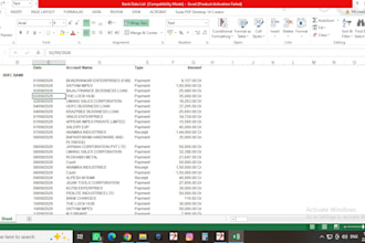 do expert bank statement data entry and excel bookkeeping