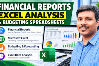 create financial reports, excel analysis and budgeting spreadsheets