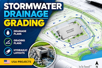 design stormwater drainage, grading and hydraulic plans for USA projects