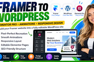 rebuild framer website in wordpress elementor pro with animations responsiveness