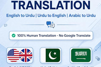 translate english to urdu, urdu to english, and arabic to urdu profession