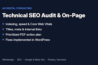 do a technical SEO audit and on page optimization for your website