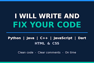 write and fix code in python, java, cpp, javascript and dart