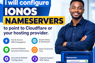 configure ionos nameservers to point to cloudflare or your hosting provider