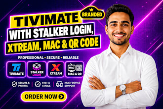 make stalker branded tivimate app with xtream, mag, vpn, and qr code
