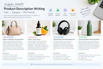 write unique product descriptions features and benefits