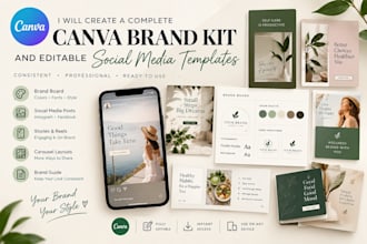 create a complete canva brand kit and editable social media template