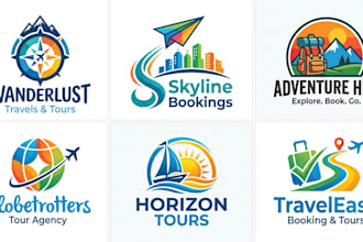 design a travel agency, booking, and tour logo