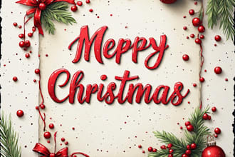 draw christmas card, invitation with watercolor