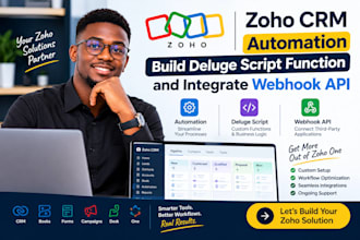 setup zoho CRM automation build deluge script function and integrate webhook API