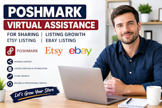 poshmark virtual assistance for sharing listing growth etsy listing ebay listing